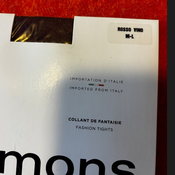 Ruby red elegant vine back-seam fashion tights made in Italy NWT - Picture 4 of 7